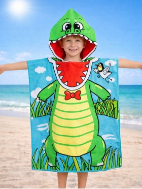 Kids Dinosaur  Patterned Hoodie Towel